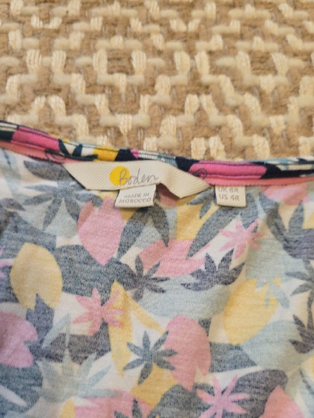 Boden Floral Wrap-Style Long Sleeve Dress in Blue, Pink & Yellow - Picture 2 of 2